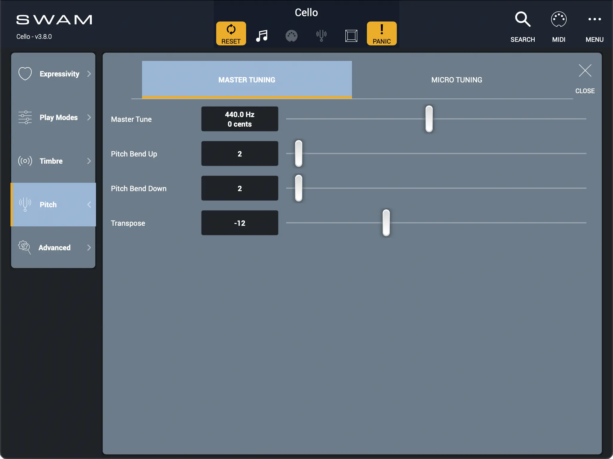 Pitch - Master Tuning